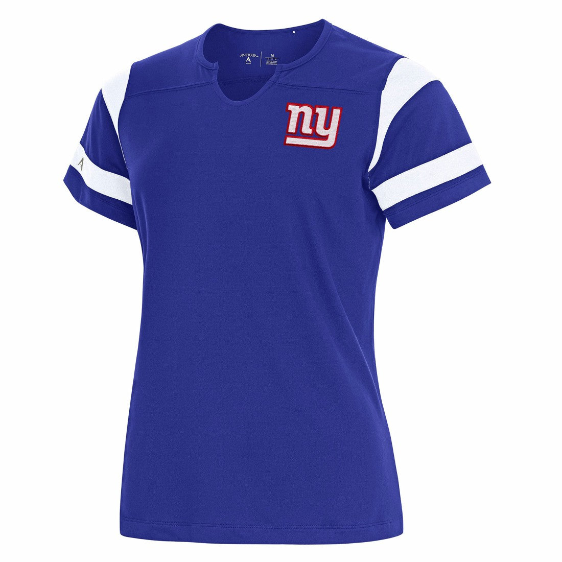 New York Giants Antigua Women's Encounter Short Sleeve Notch Neck Top Royal - NFL