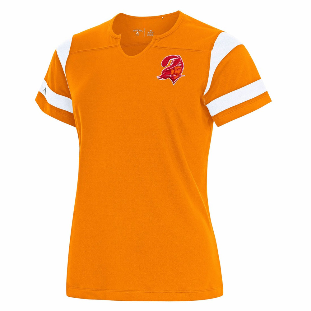 Tampa Bay Buccaneers Antigua Women's Encounter Short Sleeve Notch Neck Top Orange - NFL