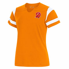 Tampa Bay Buccaneers Antigua Women's Encounter Short Sleeve Notch Neck Top Orange - NFL