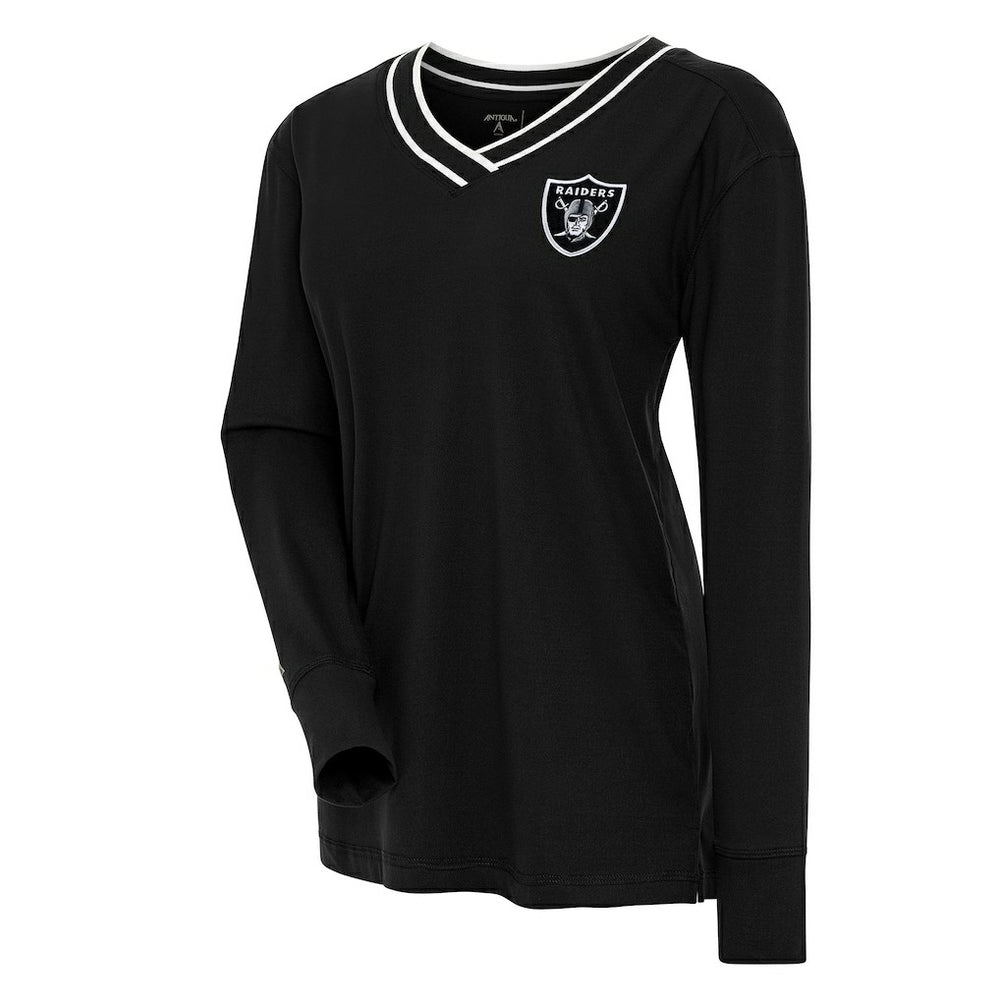 Las Vegas Raiders Antigua Women's Symbolic Long Sleeve V-Neck Top Black - NFL