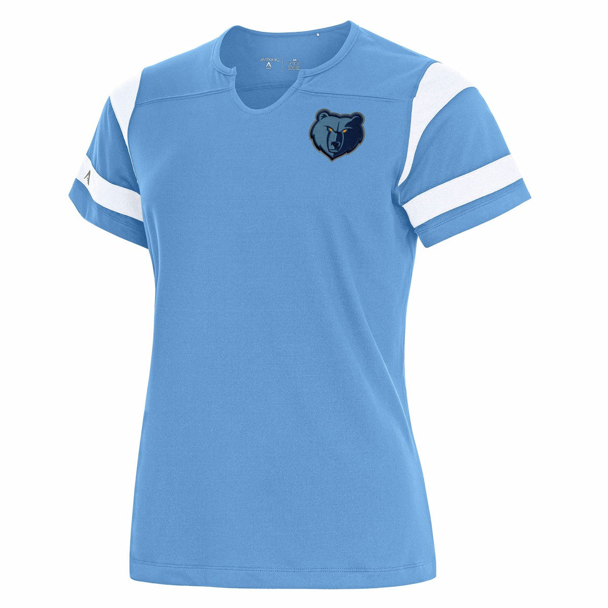 NBA - Memphis Grizzlies Antigua Women's Encounter Short Sleeve Notch Neck Top - Powder Blue