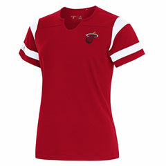 NBA - Miami Heat Antigua Women's Encounter Short Sleeve Notch Neck Top - Red