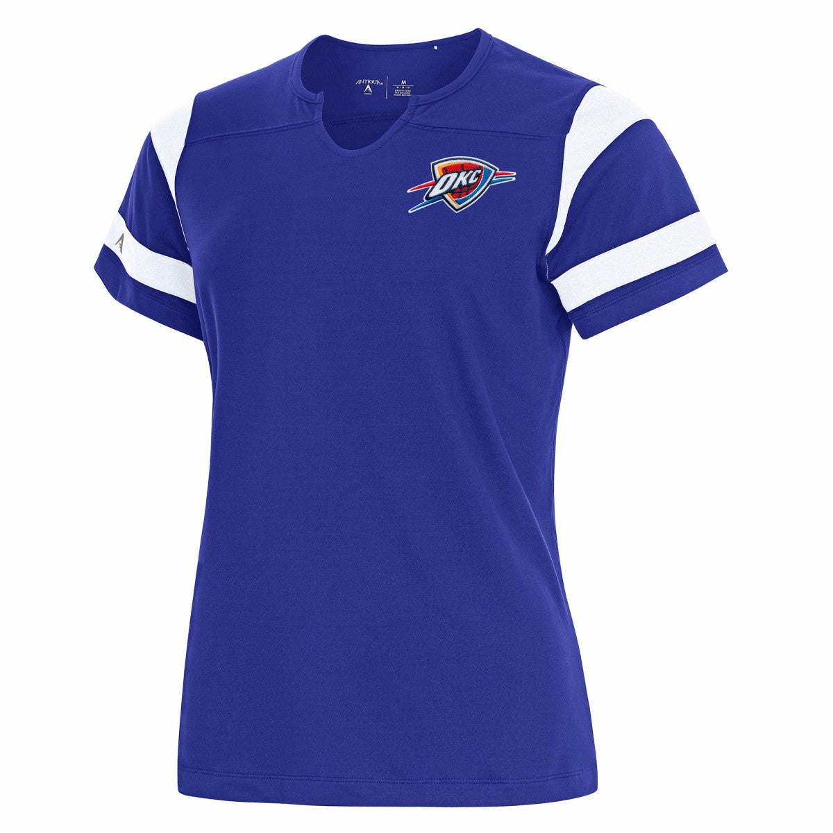 NBA - Oklahoma City Thunder Antigua Women's Encounter Short Sleeve Notch Neck Top - Royal