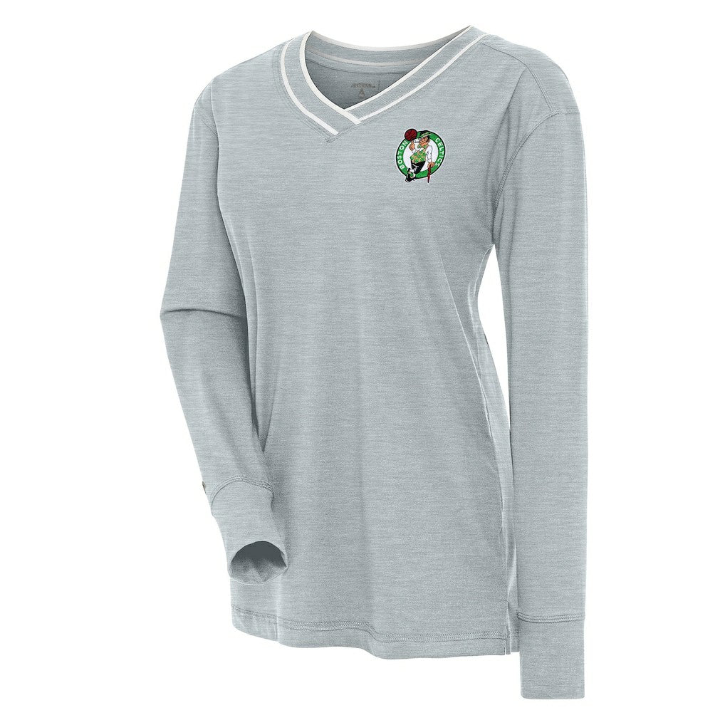 NBA - Boston Celtics Antigua Women's Symbolic Long Sleeve V-Neck Top - Heather Gray