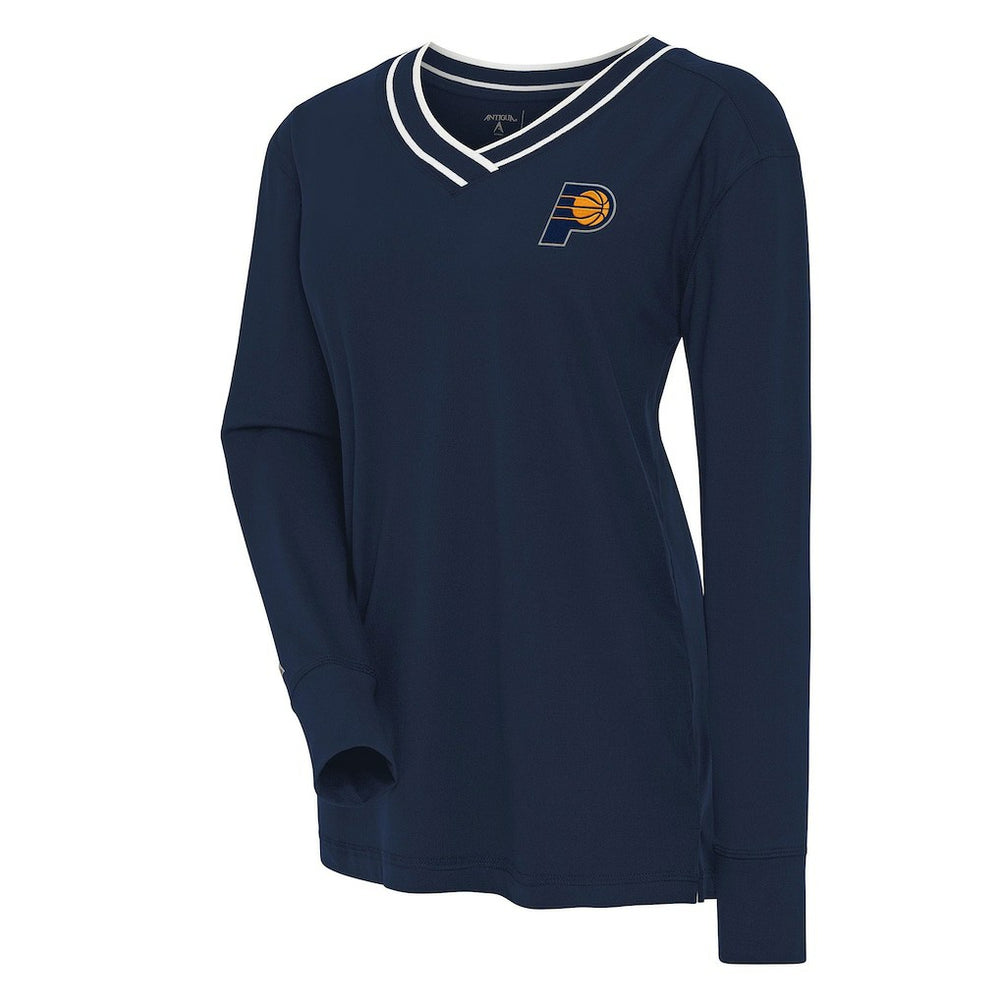 NBA - Indiana Pacers Antigua Women's Symbolic Long Sleeve V-Neck Top - Navy