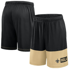 New Orleans Saints Big & Tall Best of the Best Performance Shorts Black/Gold - Fanatics