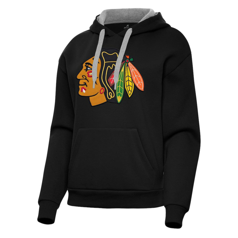 Chicago Blackhawks Antigua Women's Victory Pullover Hoodie Black