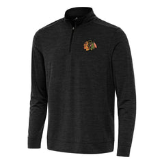 Chicago Blackhawks Antigua Bright Quarter-Zip Top Heather Black