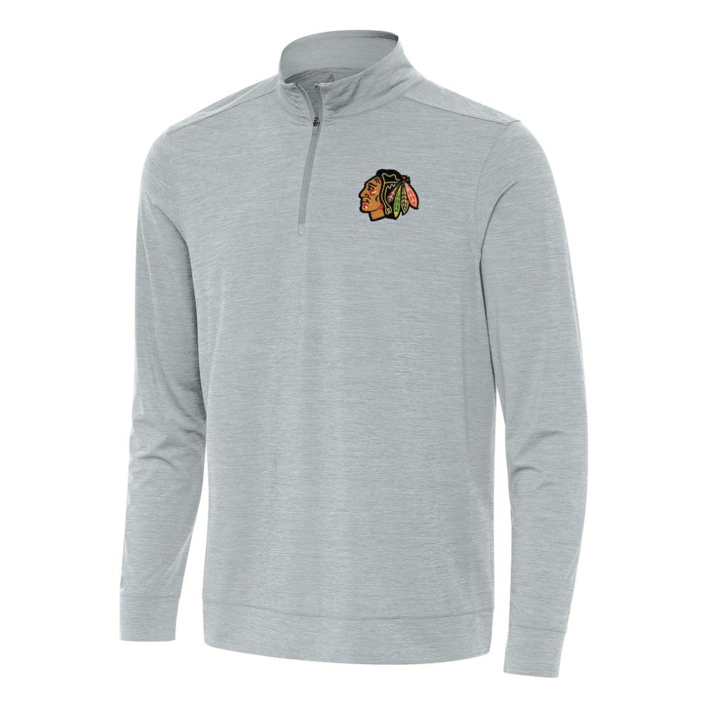 Chicago Blackhawks Antigua Bright Quarter-Zip Top Heather Gray