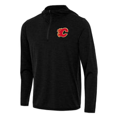 Calgary Flames - Antigua Tidy Quarter-Zip Hoodie Heather Black
