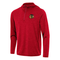 Chicago Blackhawks Antigua Tidy Quarter-Zip Hoodie Heather Red