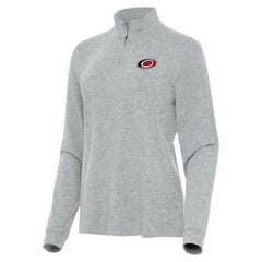 Carolina Hurricanes - Antigua Women's Mentor Quarter-Zip Mock Long Sleeve Top Heather Gray