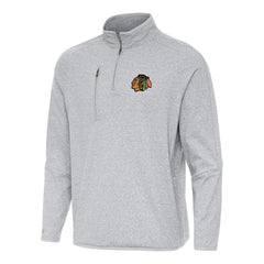 Chicago Blackhawks Antigua Certain Quarter-Zip Tri-Blend Sweatshirt Heather Gray