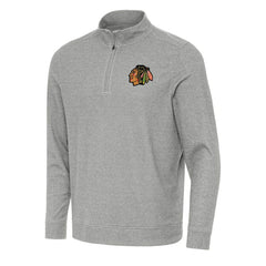 Chicago Blackhawks Antigua Subtle Quarter-Zip Sweatshirt Heather Gray