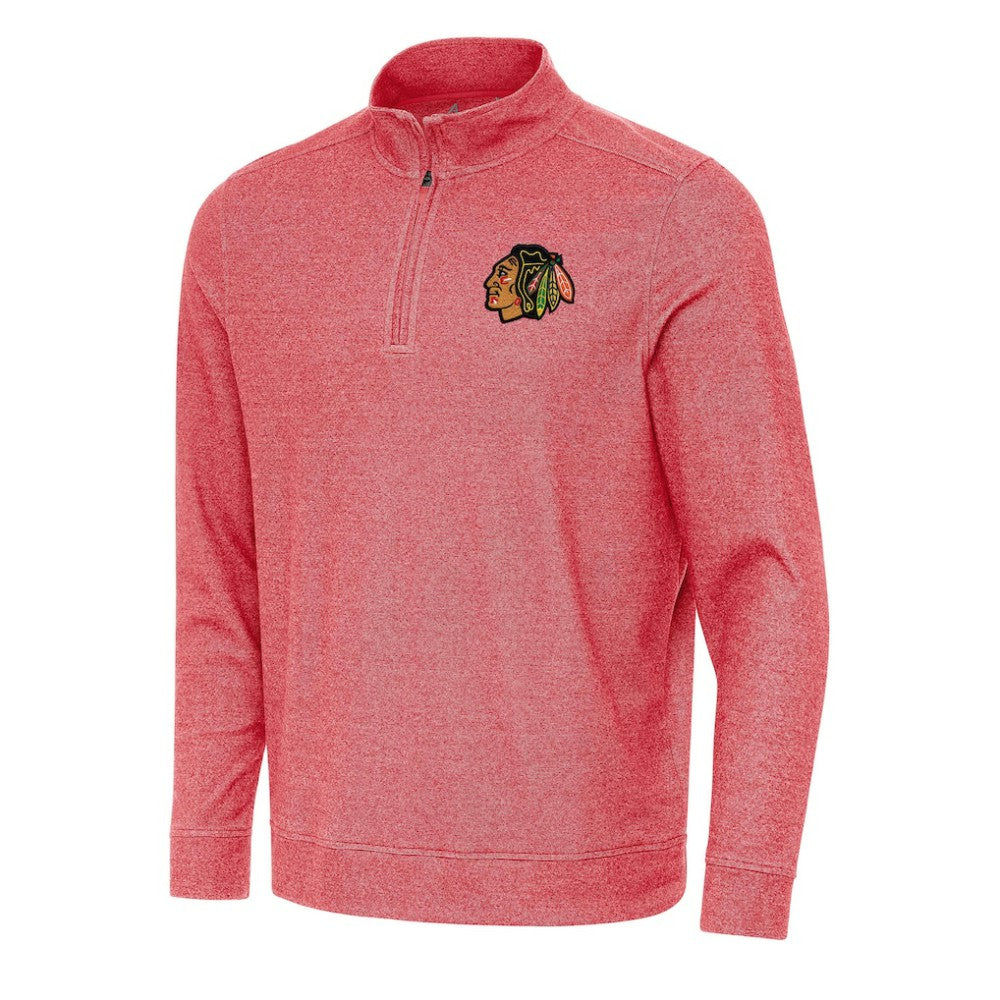 Chicago Blackhawks Antigua Subtle Quarter-Zip Sweatshirt Heather Red