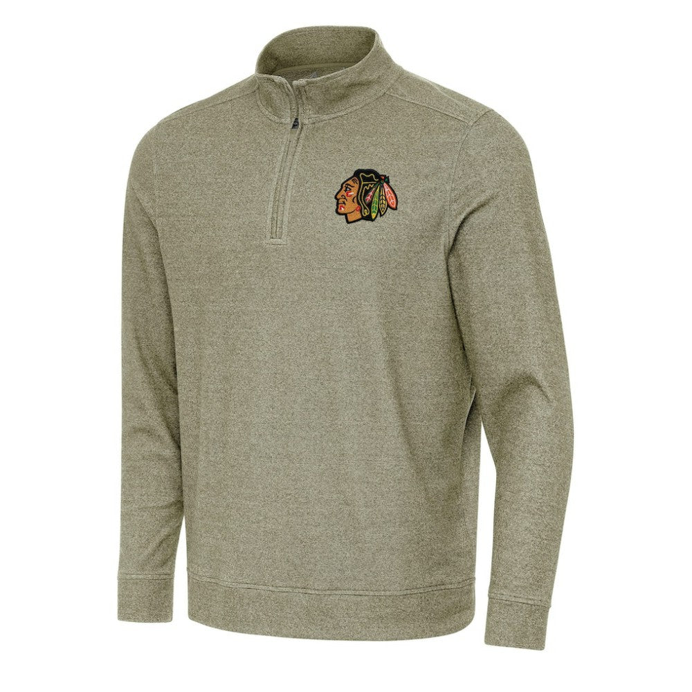 Chicago Blackhawks Antigua Subtle Quarter-Zip Sweatshirt Olive