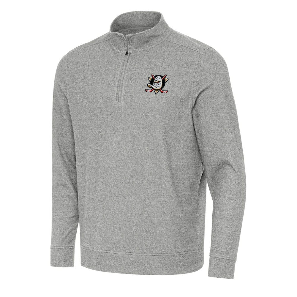 Anaheim Ducks - Antigua Subtle Quarter-Zip Sweatshirt Heather Gray