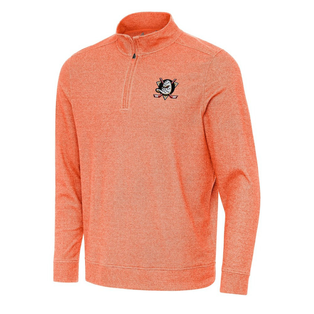 Anaheim Ducks - Antigua Subtle Quarter-Zip Sweatshirt Heather Orange