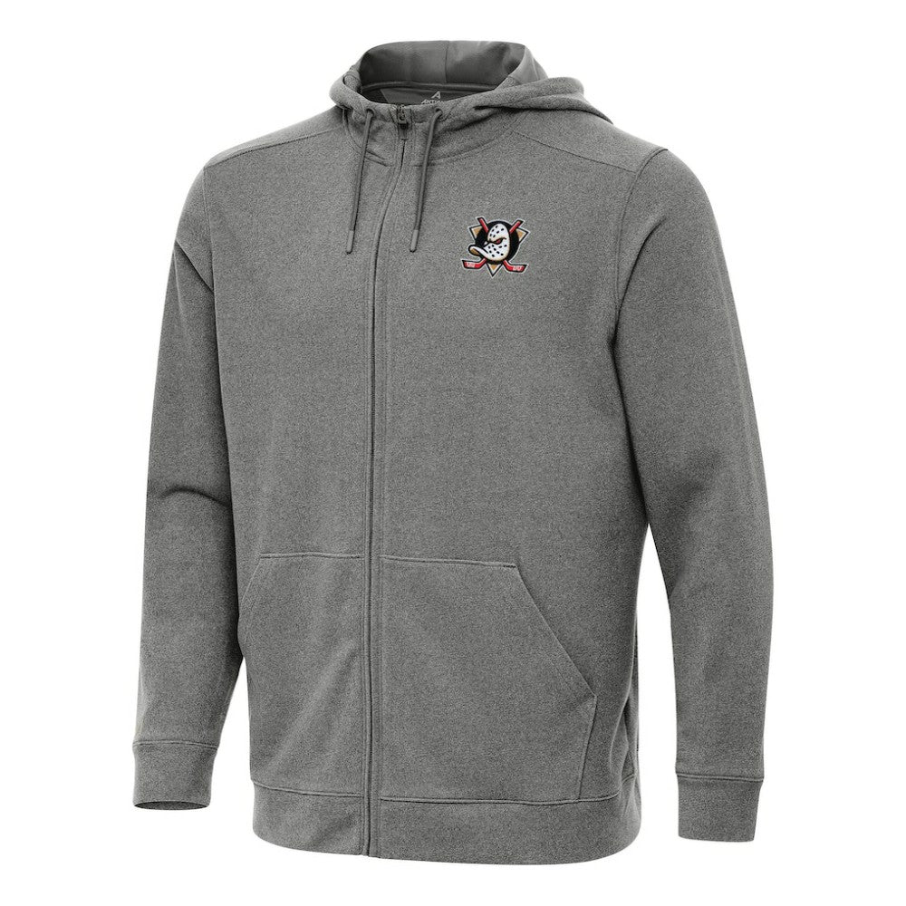Anaheim Ducks - Antigua Effortless Full-Zip Hoodie Jacket Heather Black