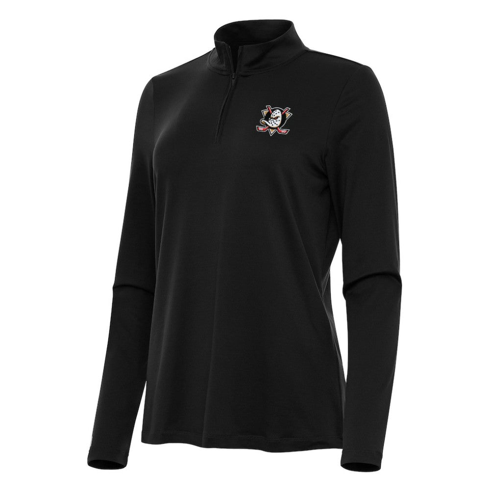 Anaheim Ducks - Antigua Women's Reprocess Quarter-Zip Top Black