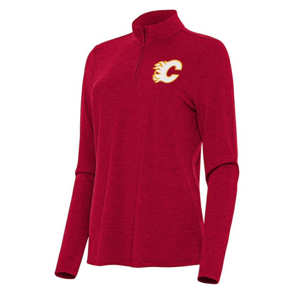 Calgary Flames - Antigua Women's Bright Quarter-Zip Top Heather Red