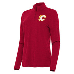 Calgary Flames - Antigua Women's Bright Quarter-Zip Top Heather Red
