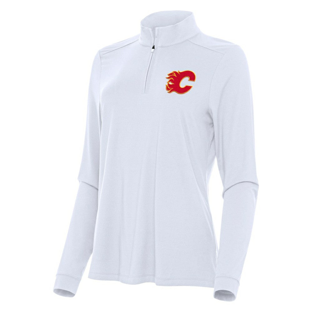 Calgary Flames - Antigua Women's Intent Quarter-Zip Top White
