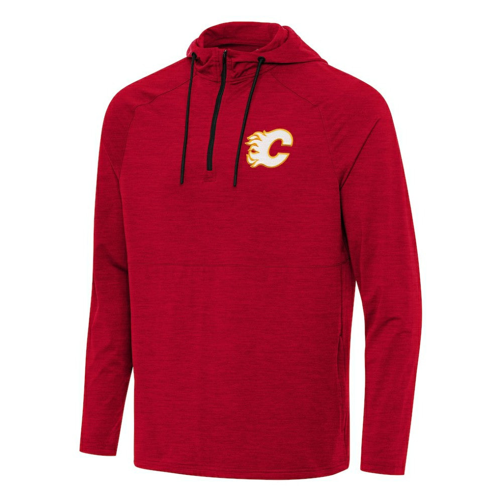 Calgary Flames - Antigua Spikes Quarter-Zip Hoodie Heather Red