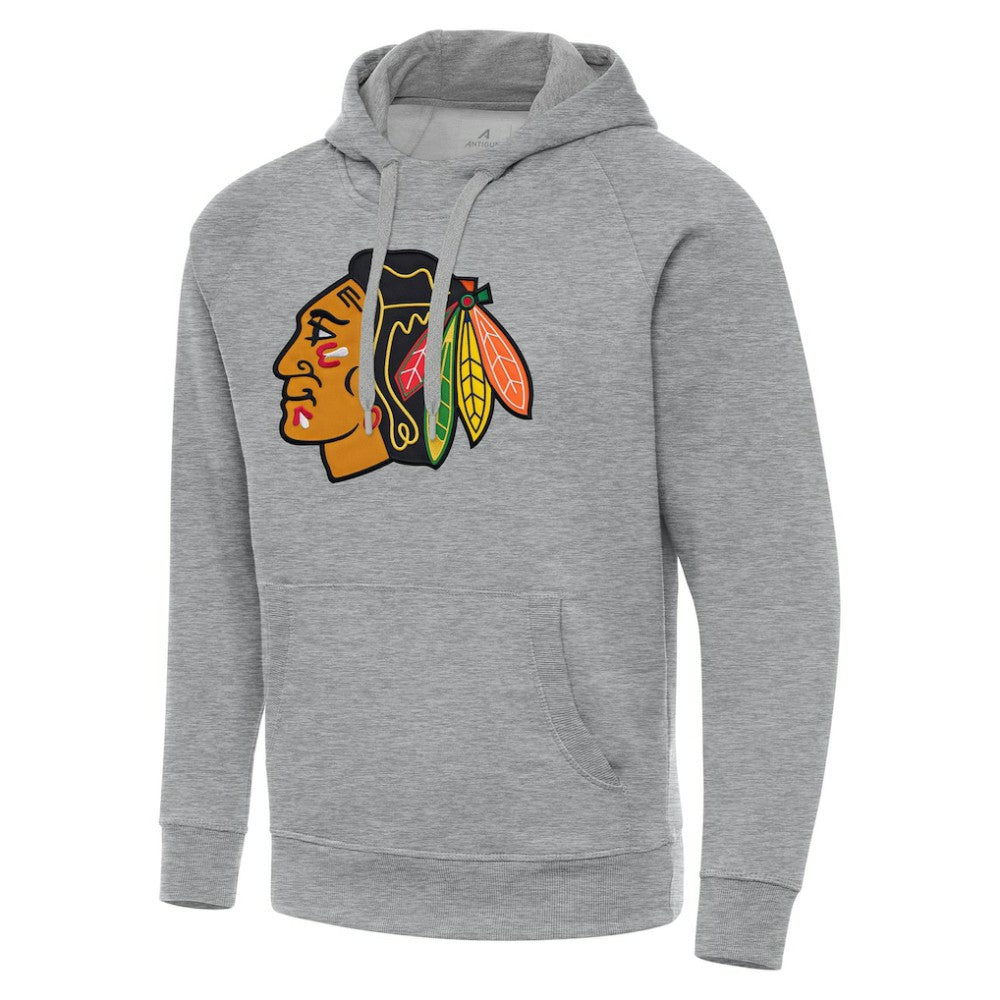 Chicago Blackhawks Antigua Big & Tall Victory Pullover Hoodie Heather Gray
