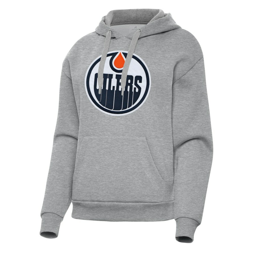 Edmonton Oilers - Antigua Women's Victory Pullover Hoodie Heather Gray