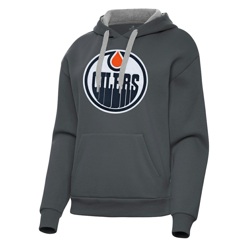 Edmonton Oilers - Antigua Women's Victory Pullover Hoodie Charcoal