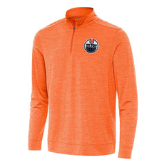 Edmonton Oilers - Antigua Bright Quarter-Zip Top Heather Orange