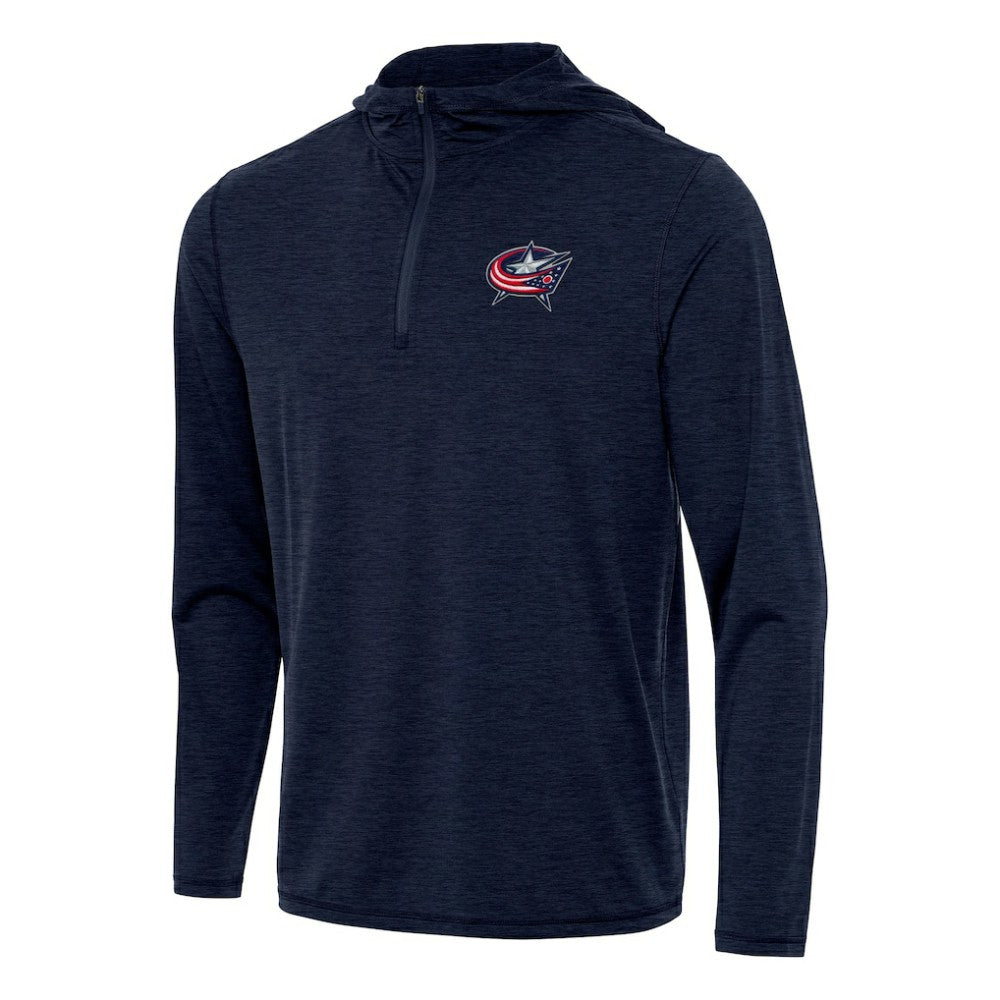 Columbus Blue Jackets - Antigua Tidy Quarter-Zip Hoodie Heather Navy