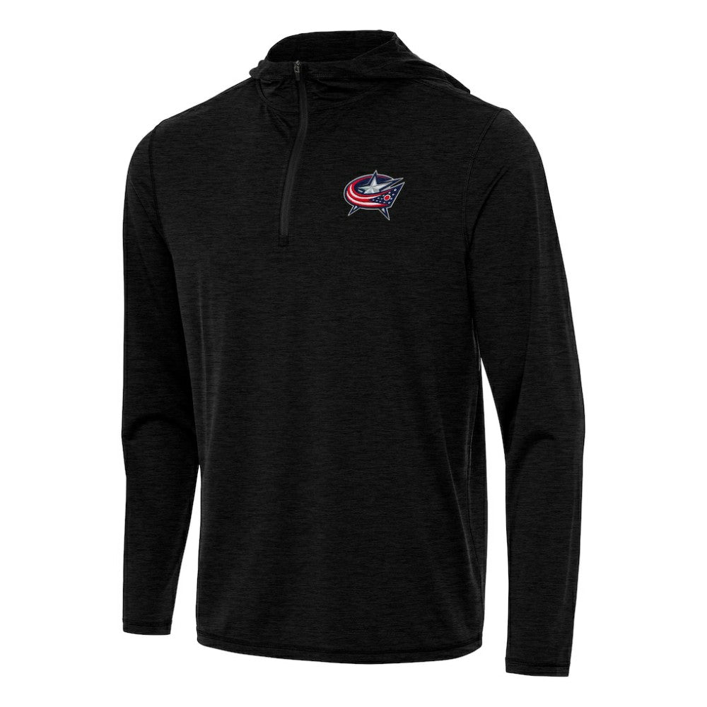 Columbus Blue Jackets - Antigua Tidy Quarter-Zip Hoodie Heather Black
