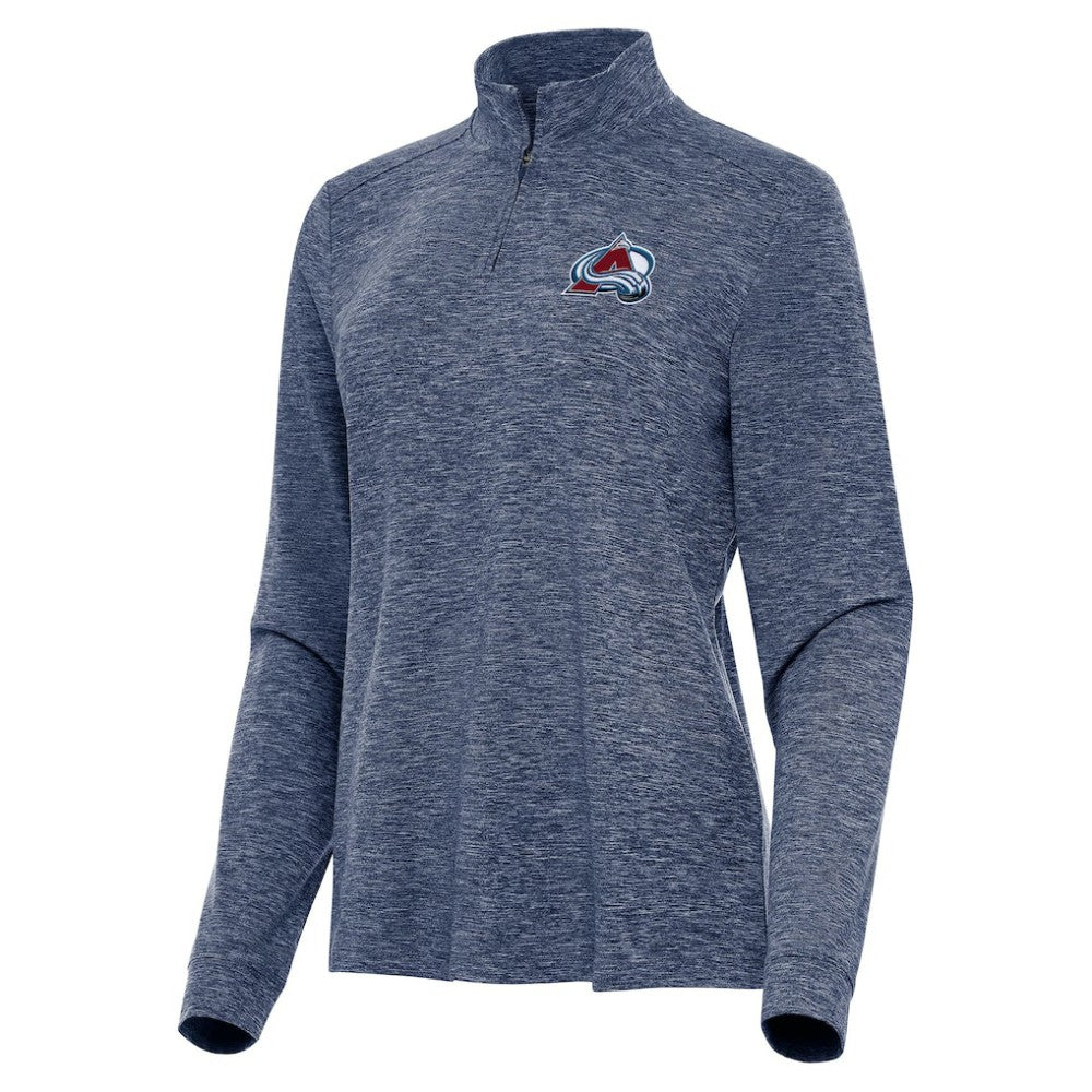 Colorado Avalanche - Antigua Women's Mentor Quarter-Zip Mock Long Sleeve Top Heather Navy