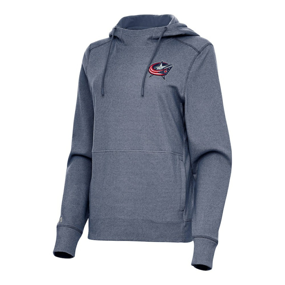 Columbus Blue Jackets - Antigua Women's Justice Pullover Hoodie Heather Navy