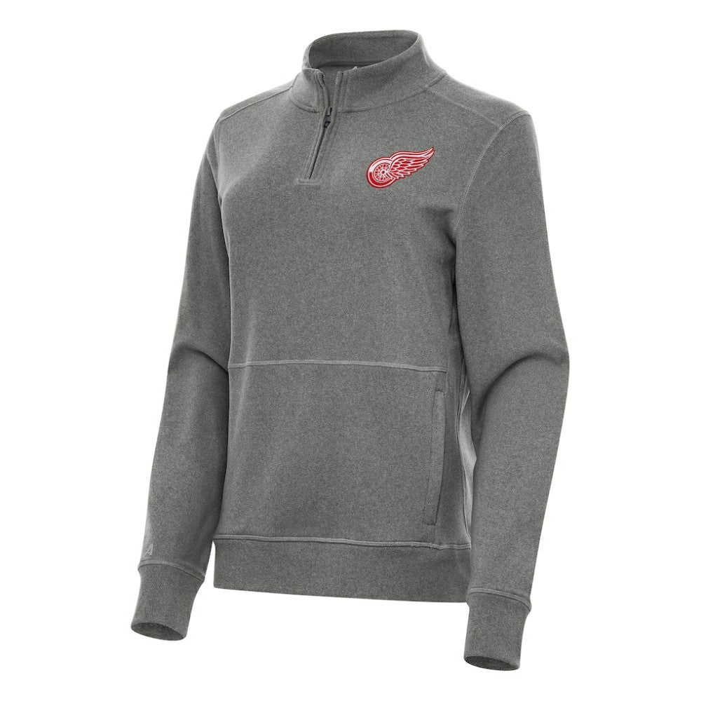 Detroit Red Wings - Antigua Women's Crush Quarter-Zip Fleece Sweatshirt Heather Black