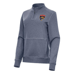 Florida Panthers - Antigua Women's Crush Quarter-Zip Fleece Sweatshirt Heather Navy