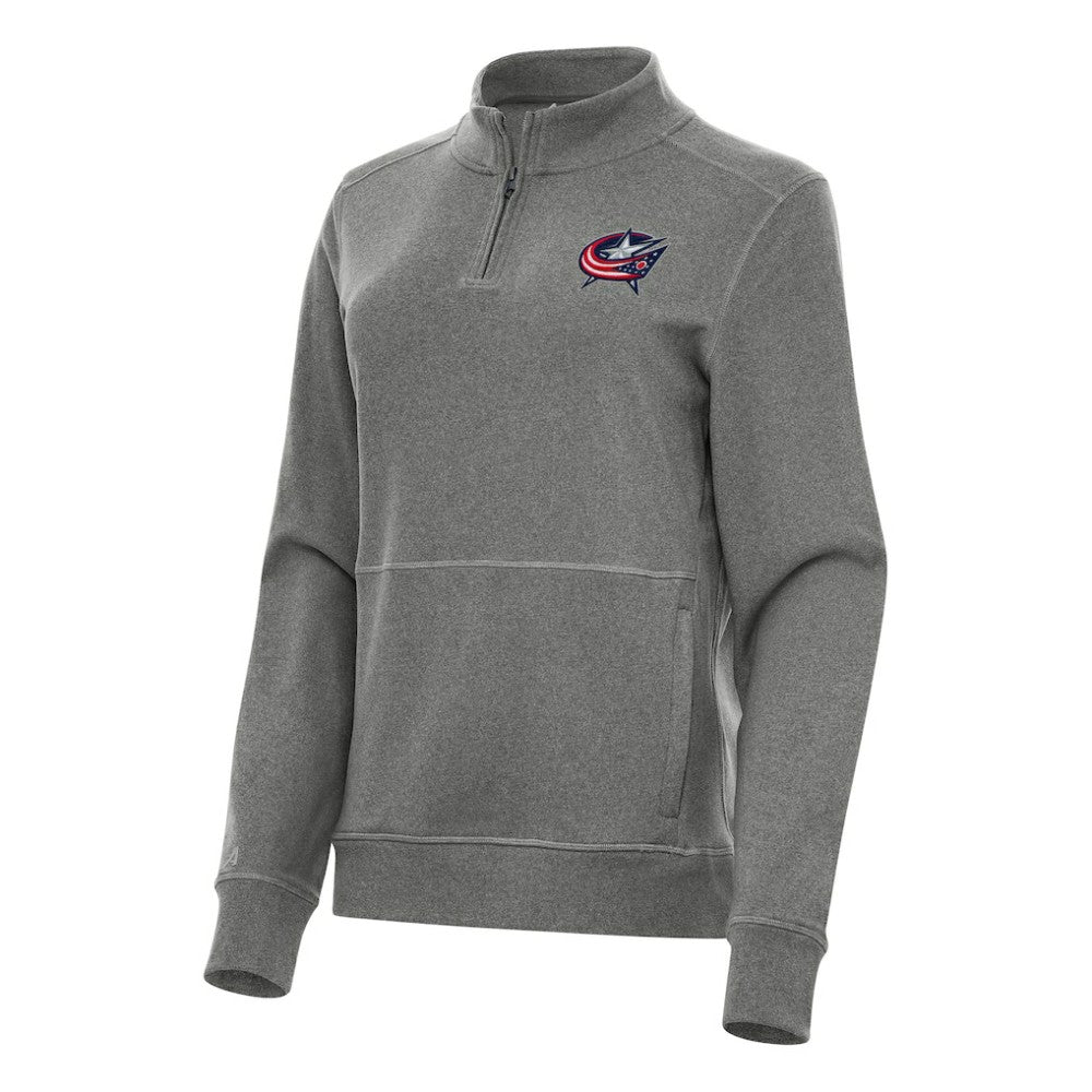 Columbus Blue Jackets - Antigua Women's Crush Quarter-Zip Fleece Sweatshirt Heather Black