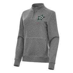 Dallas Stars - Antigua Women's Crush Quarter-Zip Fleece Sweatshirt Heather Black
