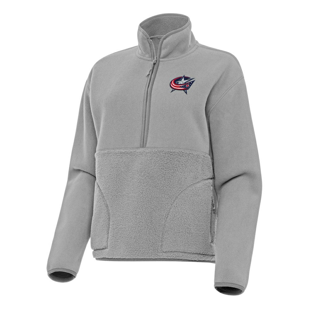 Columbus Blue Jackets - Antigua Women's Figure Half-Zip Pullover Sweatshirt Gray