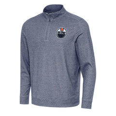 Edmonton Oilers - Antigua Subtle Quarter-Zip Sweatshirt Heather Navy