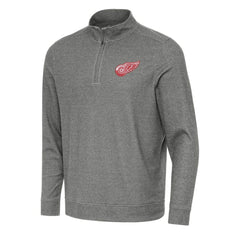 Detroit Red Wings - Antigua Subtle Quarter-Zip Sweatshirt Heather Black