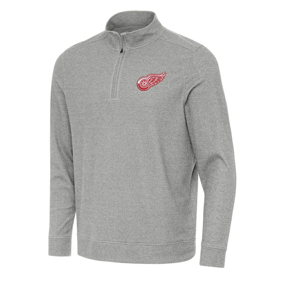 Detroit Red Wings - Antigua Subtle Quarter-Zip Sweatshirt Heather Gray