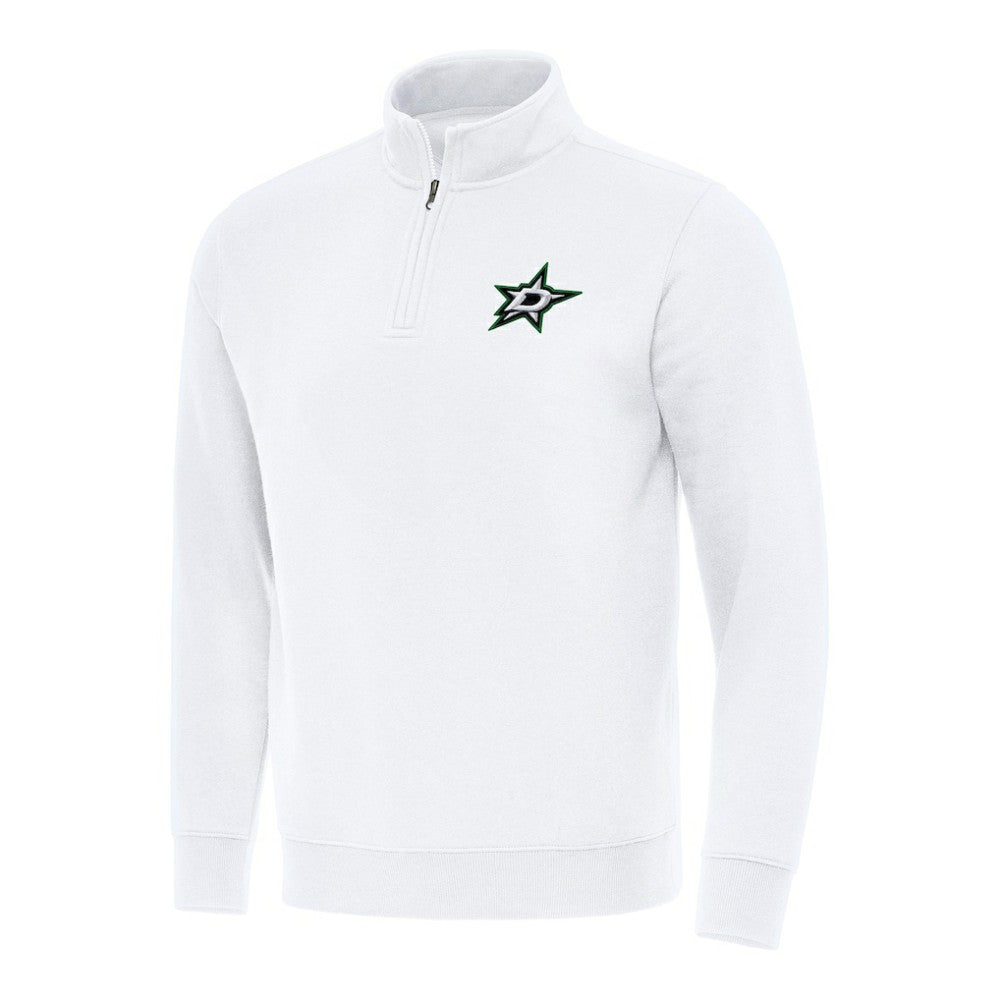 Dallas Stars - Antigua Victory Quarter-Zip Mock Sweatshirt White