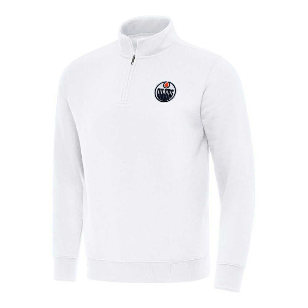 Edmonton Oilers - Antigua Victory Quarter-Zip Mock Sweatshirt White