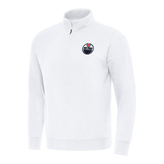 Edmonton Oilers - Antigua Victory Quarter-Zip Mock Sweatshirt White