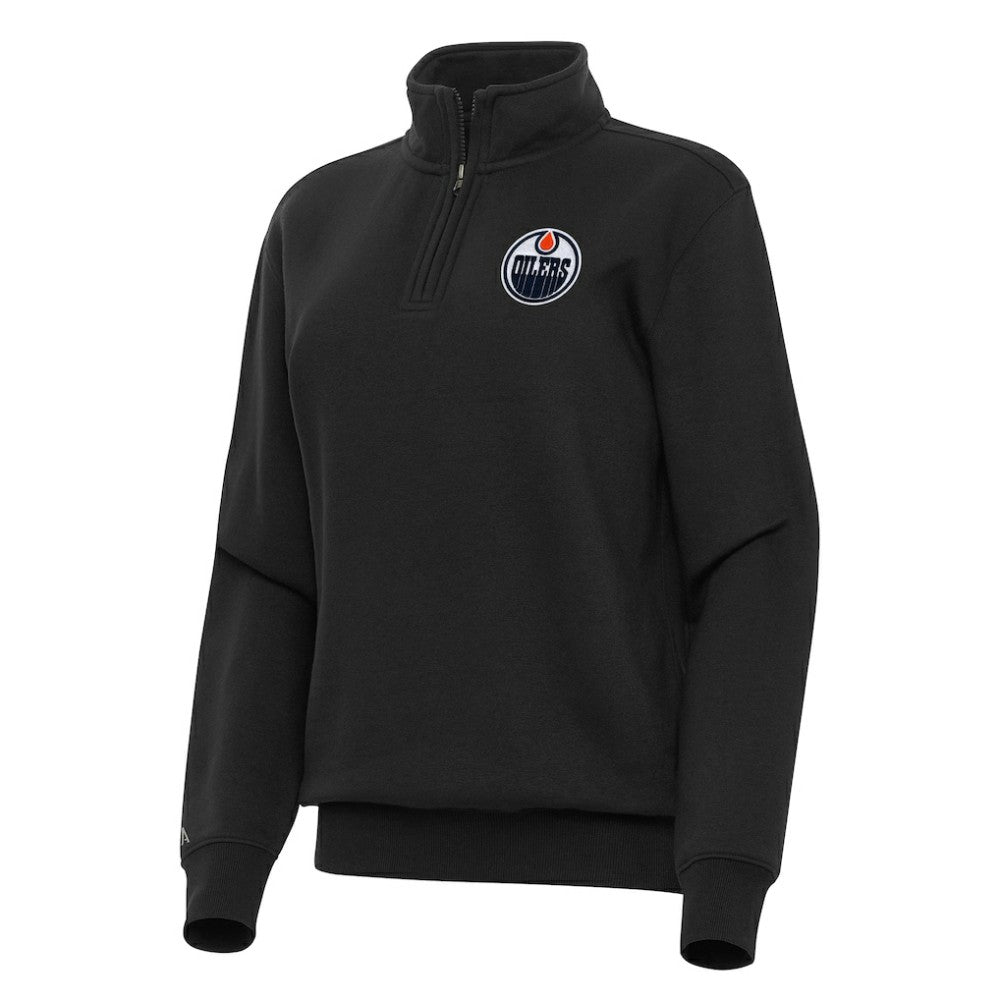 Edmonton Oilers - Antigua Women's Victory Quarter-Zip Sweatshirt Black