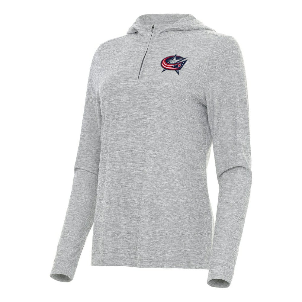 Columbus Blue Jackets - Antigua Women's Daybreak Quarter-Zip Hoodie Heather Gray