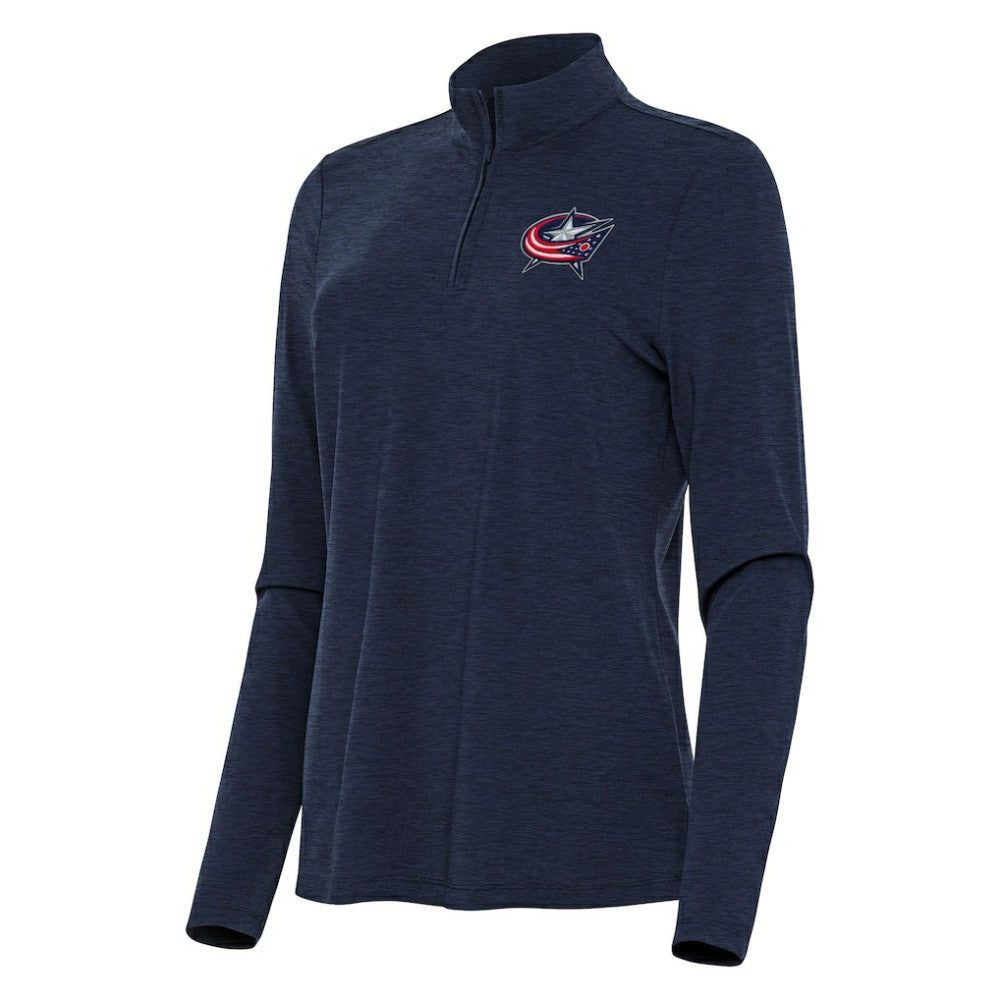 Columbus Blue Jackets - Antigua Women's Bright Quarter-Zip Top Heather Navy